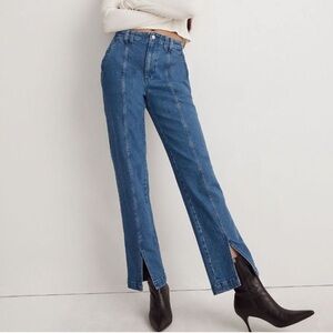 Madewell The Perfect Vintage Straight Jeans Split Hem Women’s Size 26 Blue Retro